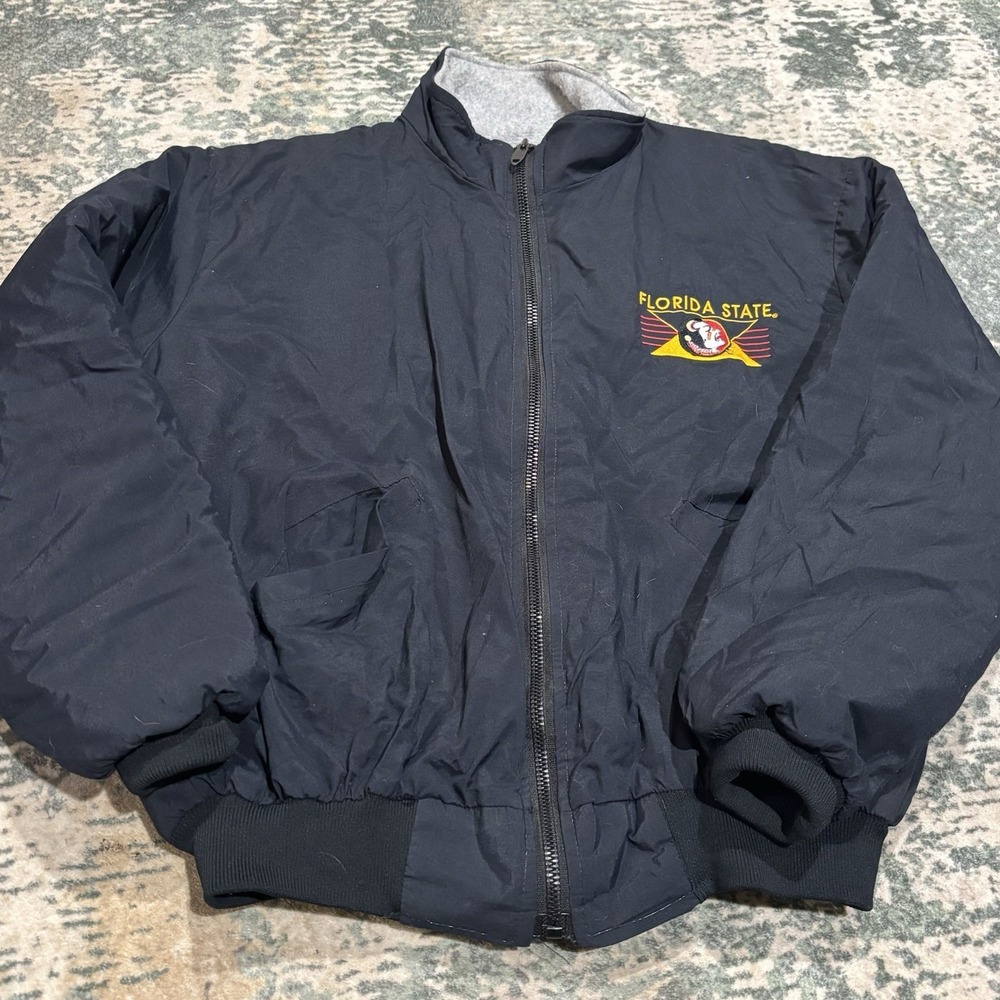 vintage DeLONG Florida State Seminoles reversible fleece bomber jacket Large